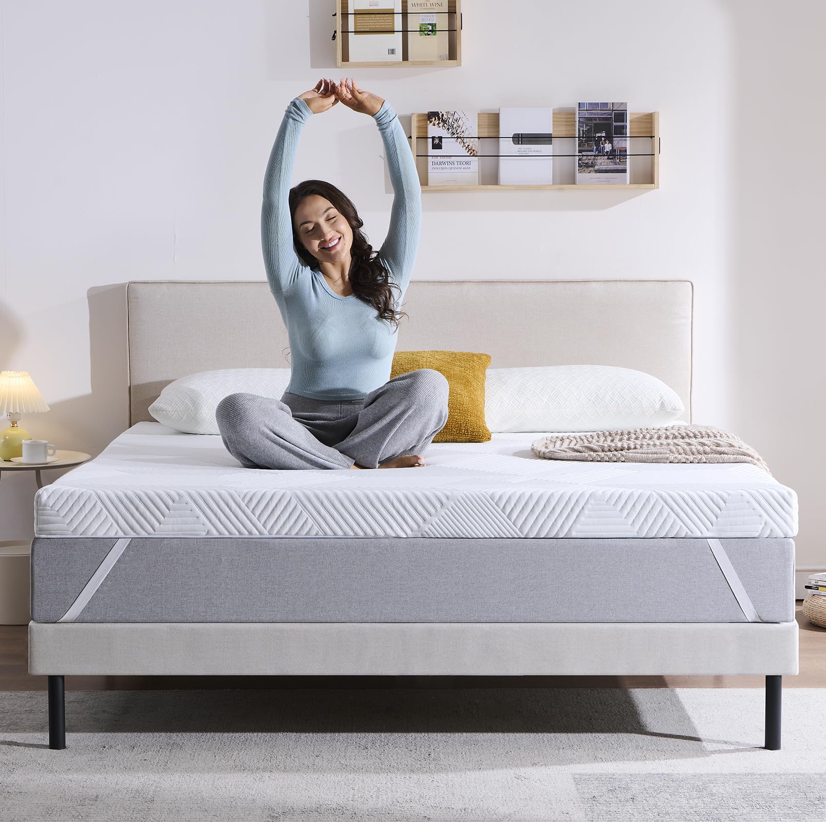 Twirest Coprimaterasso 180 x 200 cm, altezza 7,5 cm, gel e schiuma confortevole, fodera lavabile, per letto a rete imbottita