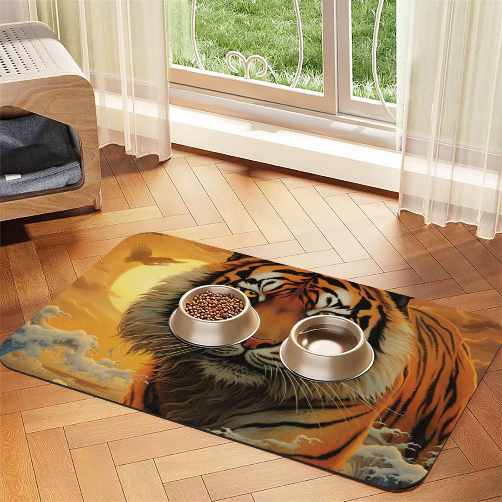 Tapis de nourriture pour chien antidérapant caoutchouc séchage rapide 40x61