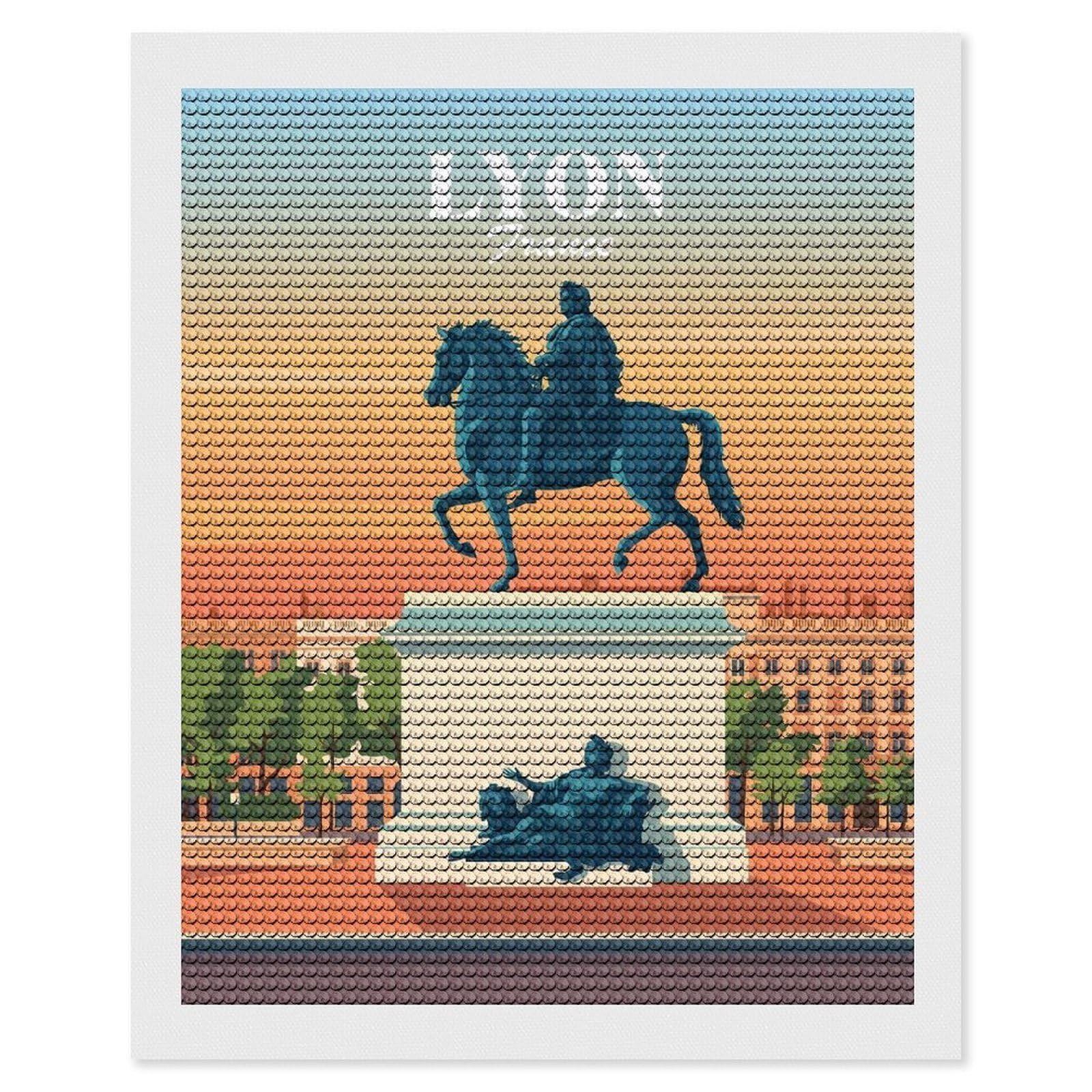 Junmoney Lyon France Diamond Painting Canvas Kit 16"x20", for Teens, Vintage Style Decor, Modern Decor, Home Wall Art, Festive Craft Gift