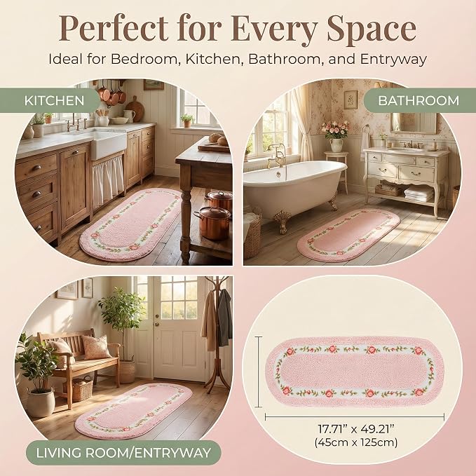 Tapete floral rosa Stay Young 45 x 125 cm antideslizante miniatura 7