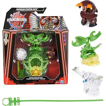 BAKUGAN Starter 3 Pack Special Attack Nillious Titanium Dragonoid Bruiser Custom Action Figure Collectible Cards Kids Toys for Boys and Girls