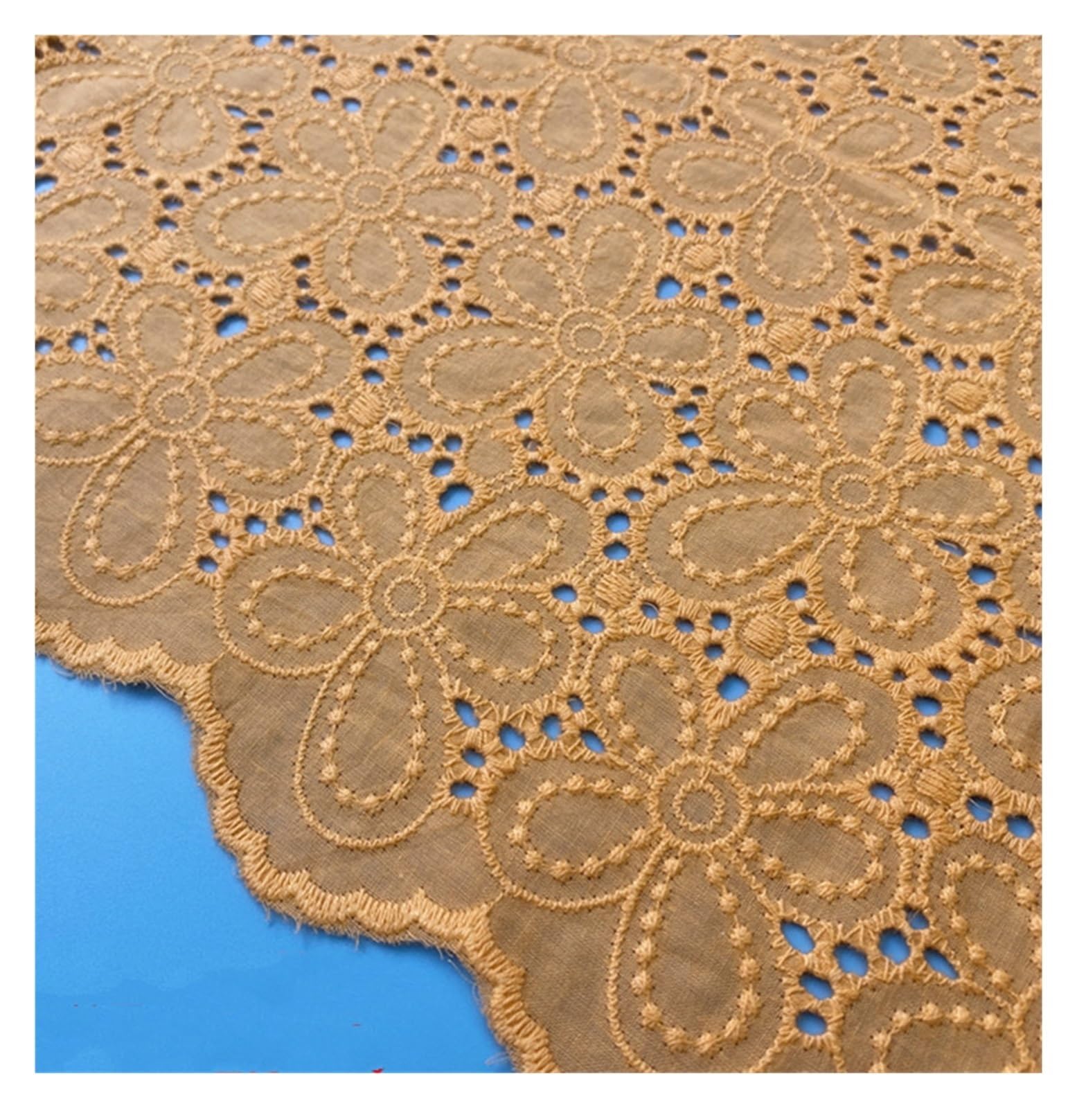 Handmade DIY Coloful Cotton Cloth Embroidered Lace Fabric Width 130cm Clothes Dress Home Accessories(Orange)