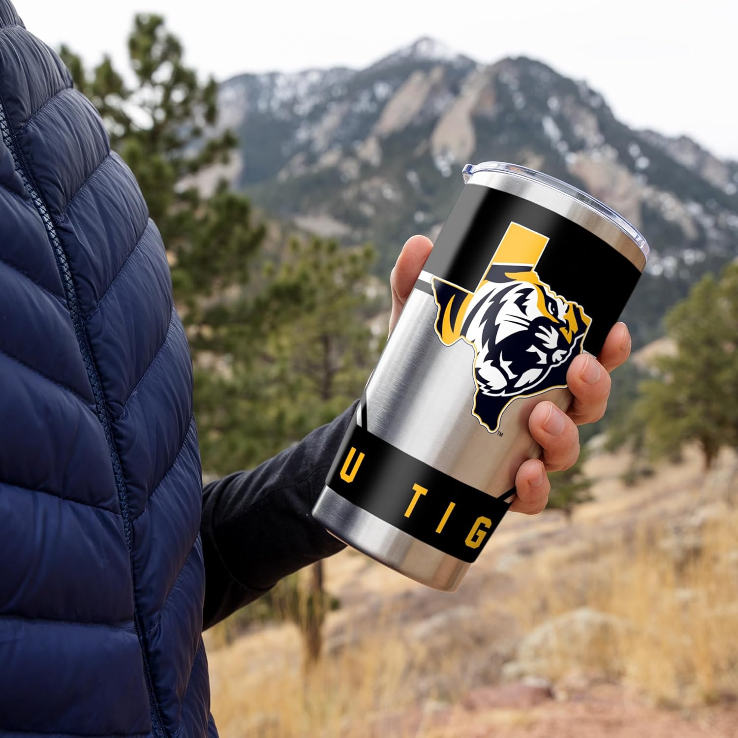 Rico Industries NCAA East Texas Baptist Tigers Standard 20oz Stainless Steel Tumbler with Lid - Great For Coffee, Tea, Water or Cocktails - Image 2