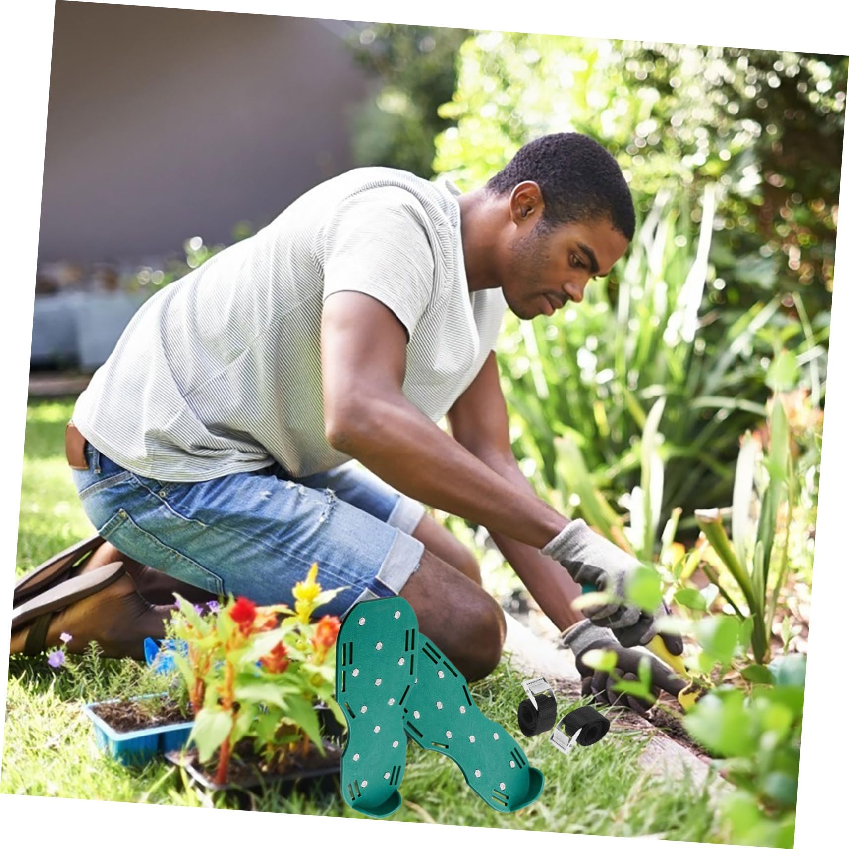 Mipcase Adjustable Lawn Aerator Shoes Straps 8pcs Spike Shoes Laces Gardening Grass Aerator Accessories Lawn Care Straps Strong Durable