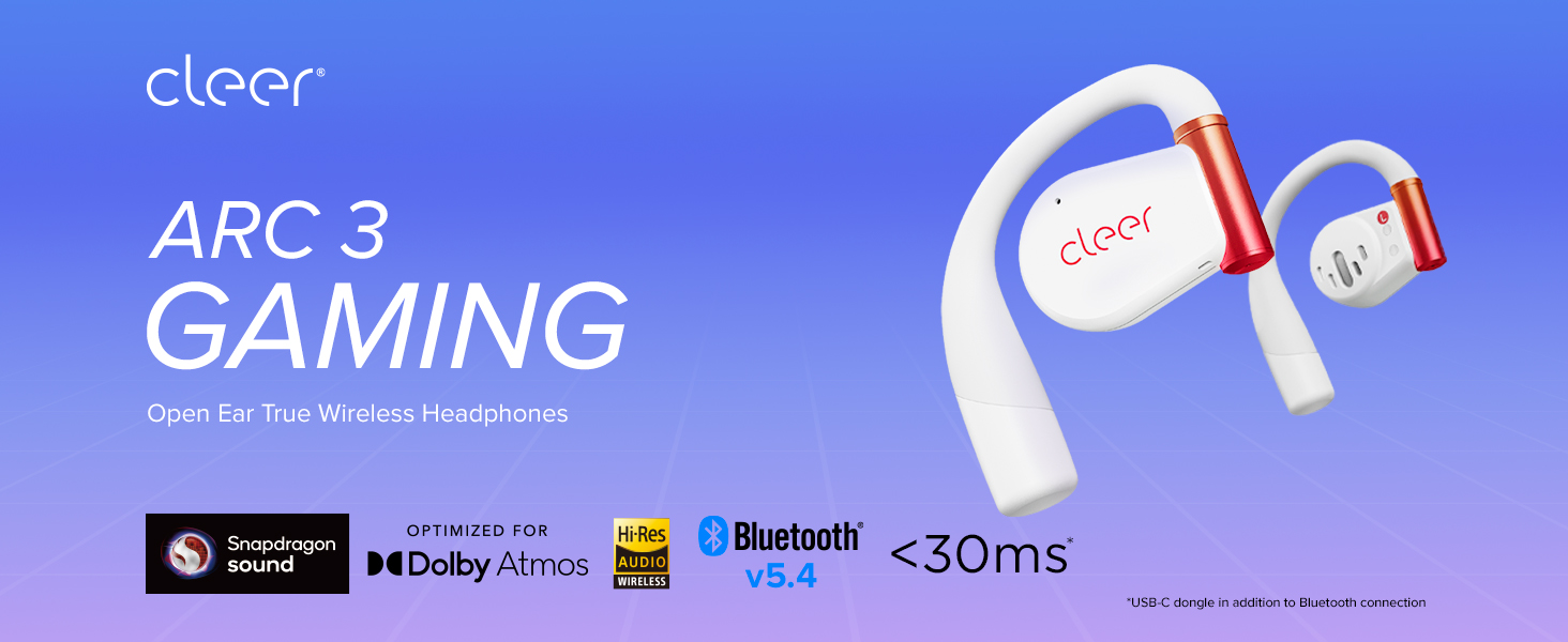 Cleer ARC 3 Gaming Earbuds - True Wireless Open Ear Headphones