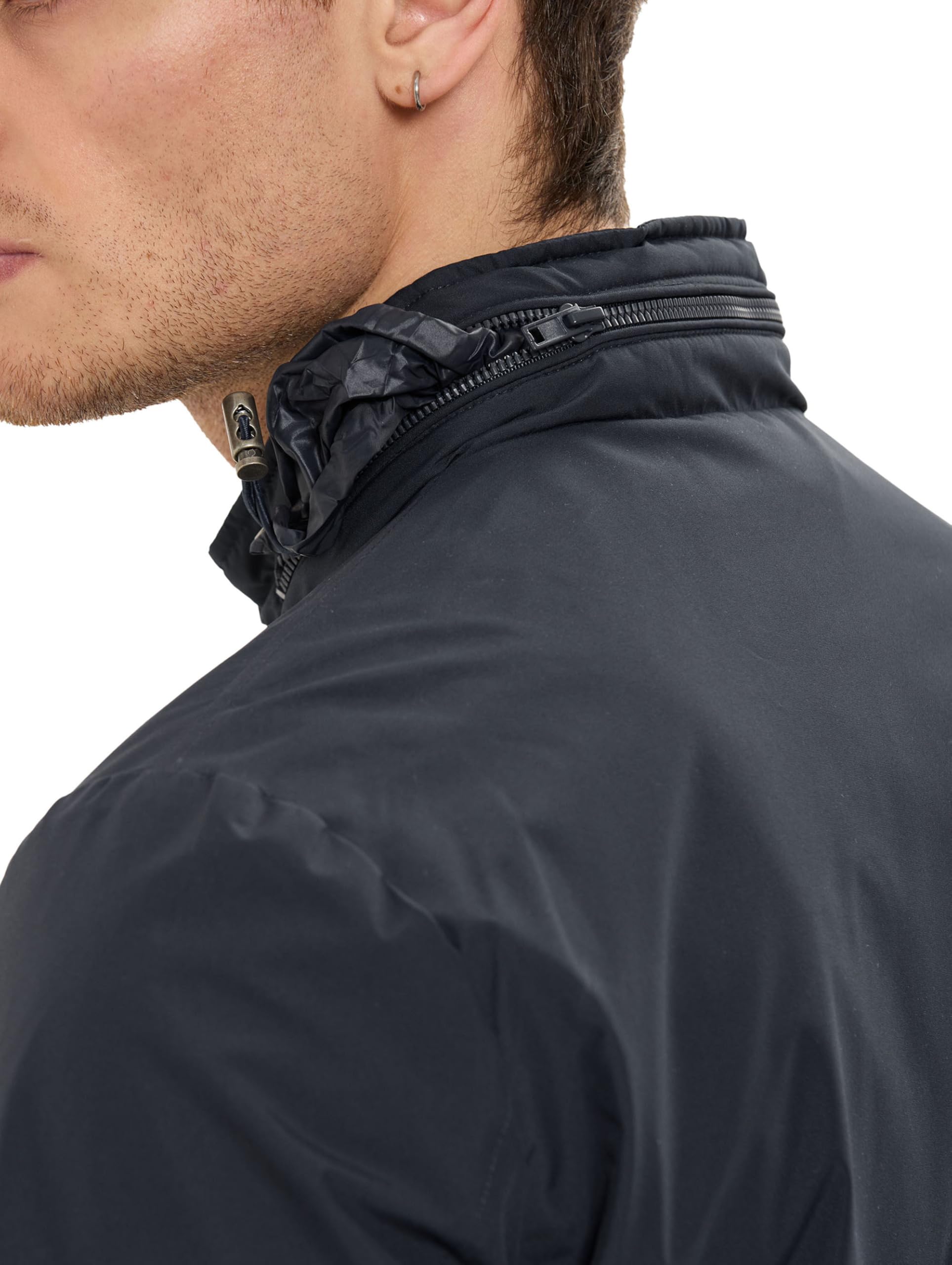 Redbridge Chaqueta de entretiempo ligera con capucha oculta en cuello alto, chaqueta informal para el tiempo libre para primavera y otoño