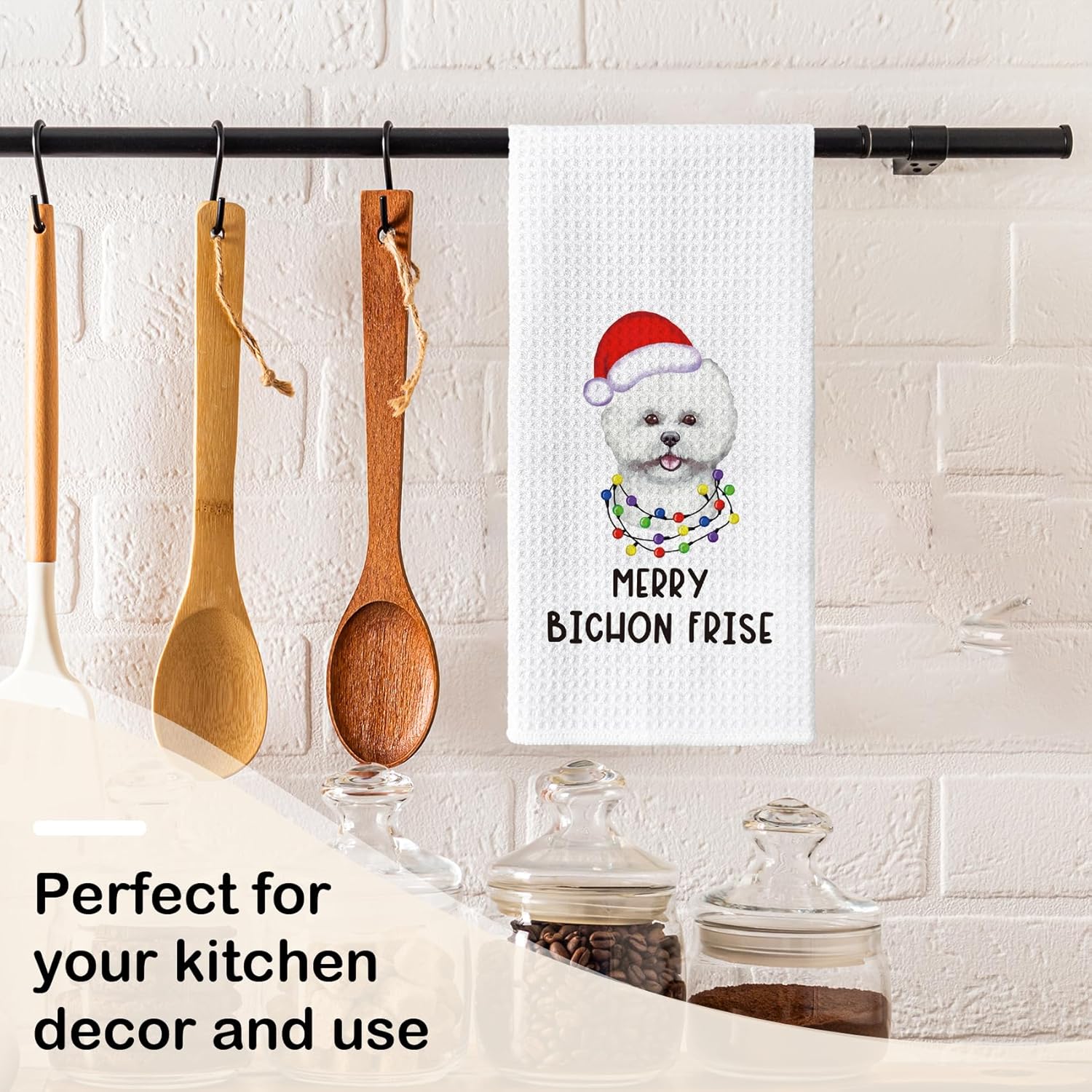 Condition photo showing New/Like New for Christmas Bichon Frise Kitchen Towels Dish Towels, Christmas Kitchen Towels, Bichon Frise Gifts, Dog Hand Towels for Kitchen Bathroom Christmas Decor, Dog Lover Hand Tea Dish Towels 16x24in