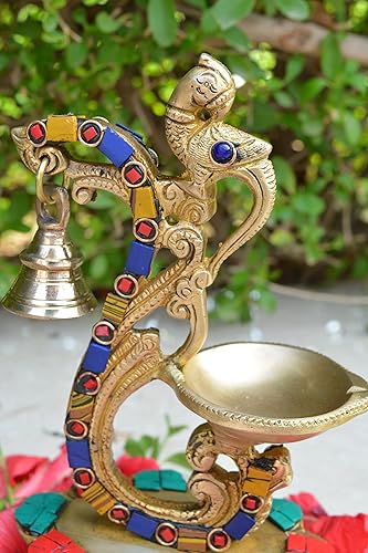 Miniatura 4 de Aakrati Latón Diya indio Diwali lámpara de aceite Pooja luz Puja Decoraciones Mandir Artículos de decoración