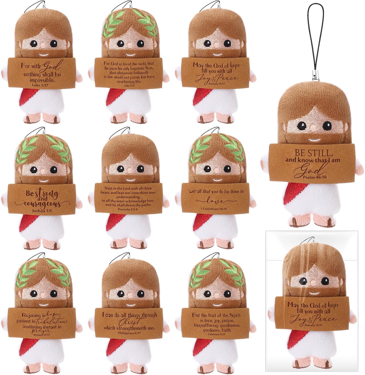 30 Positive Jesus Hanging Ornament Plush Inspirational Card Pendant Savior Keychain Sunday School Christian Religious Easter Gifts for Church Members Easter Egg Stuffers Baptism Party Favors