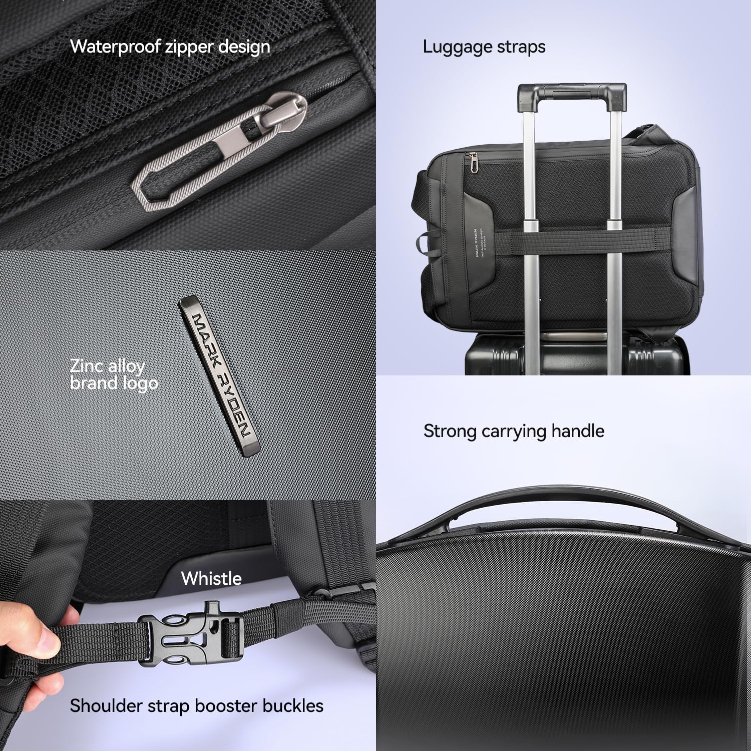 MARK RYDEN Laptop Backpack for Men, Hard Shell Anti-Theft Backpack with TSA Approved Lock and USB Charging Port, Business Backpack for Working, Commuting