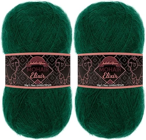 Vista 123 de JubileeYarn Mohair Elixir Yarn - 50 g/madeja Lana mezcla para bebé - Mimosa - 2 madejas 04 Mimosa