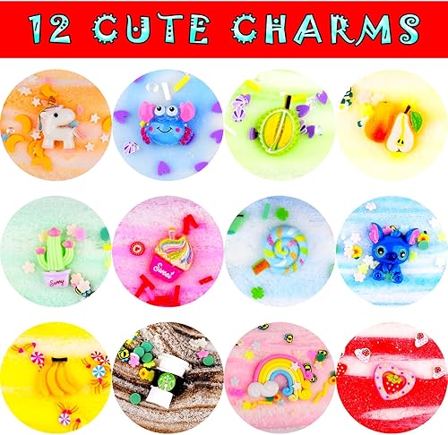 Miniatura 3 de Paquete de 12 kits de limo de nube, con kit de slime de 12 colores y accesorios divertidos de slime, suave y antiadherente, juguetes educativos para