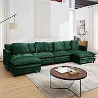 Vista 17 de Sofá modular convertible seccional, sofá de 4 asientos en forma de L con diván reversible, sofá de nube de asiento profundo, sofá cama 3 en 1, tela