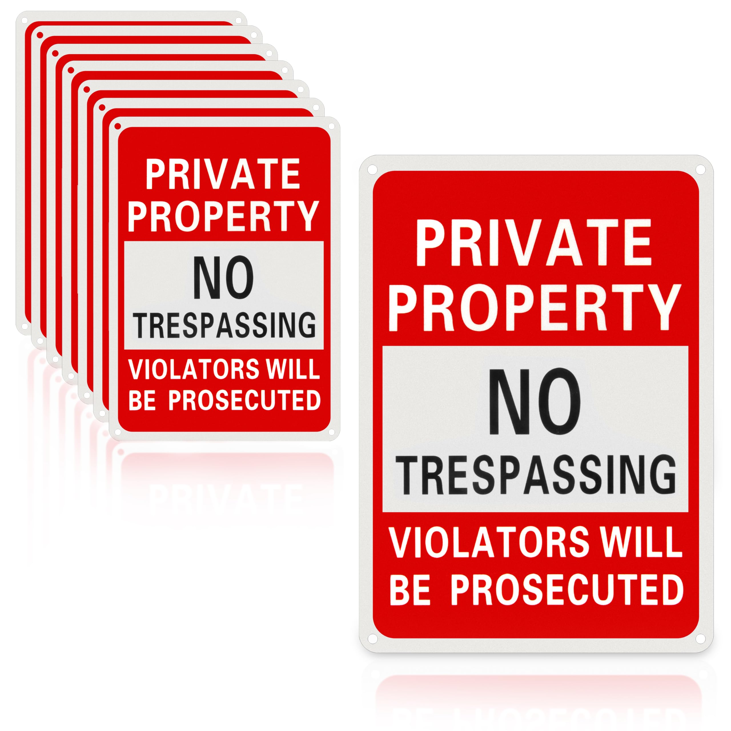 8 Pack Private Property No Trespassing Signs,8"x12" Inch Rustproof UV Ink Aluminum Sign,Weatherproof/Durable Warning Signs for Home, Garden, Patio, Commercial