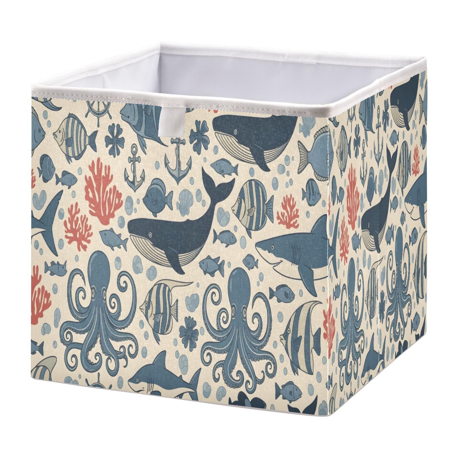 Cgiub A Whales Storage Cubes 28X28 Cm Collapsible Decorative Fabric Storage Box Shelves Closet Organiser Bin For Bedroom Nursery Office