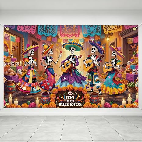 Day of the Dead Backdrop Dia De Los Muertos Sugar Skull