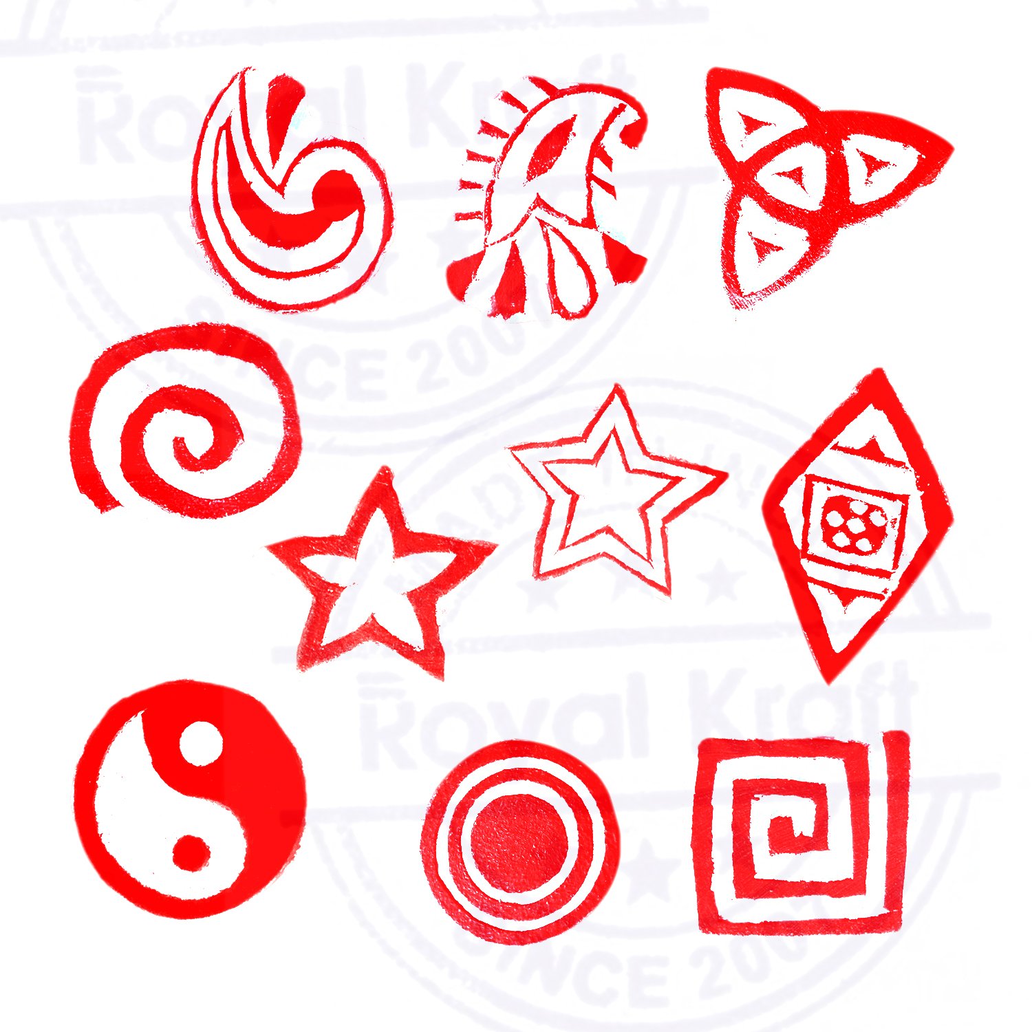Royal Kraft Textile Print Blocks Oriental Small Geometric Pattern Wooden Stamps - Set of 10 1
