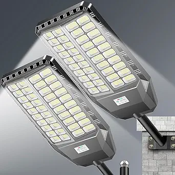 9000W Pro Large Solar Street Lights Outdoor with Thickened Shell, Commercial Grade Street Light Dusk to Dawn, Solar Lights Outdoor with Motion Sensor and Remote Control for Yard, Patio, 2 Pack