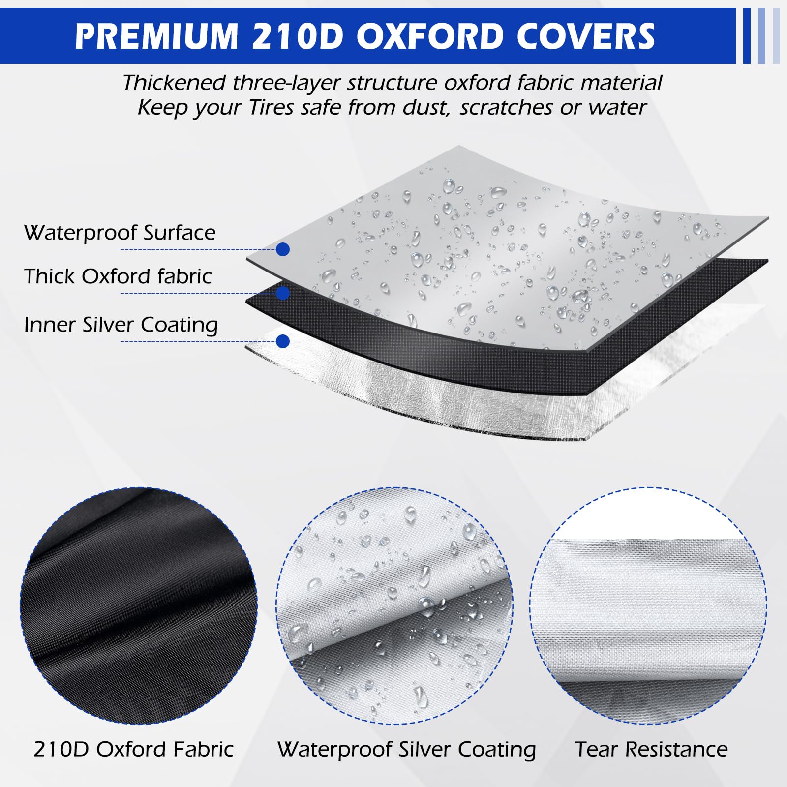 FreeTec Sac de protection pour pneus de voiture avec 4 tapis en feutre, housse de protection de pneu de 17 à 22 pouces, housse de protection pour 4 pneus, protection solaire Oxford 210D, housse