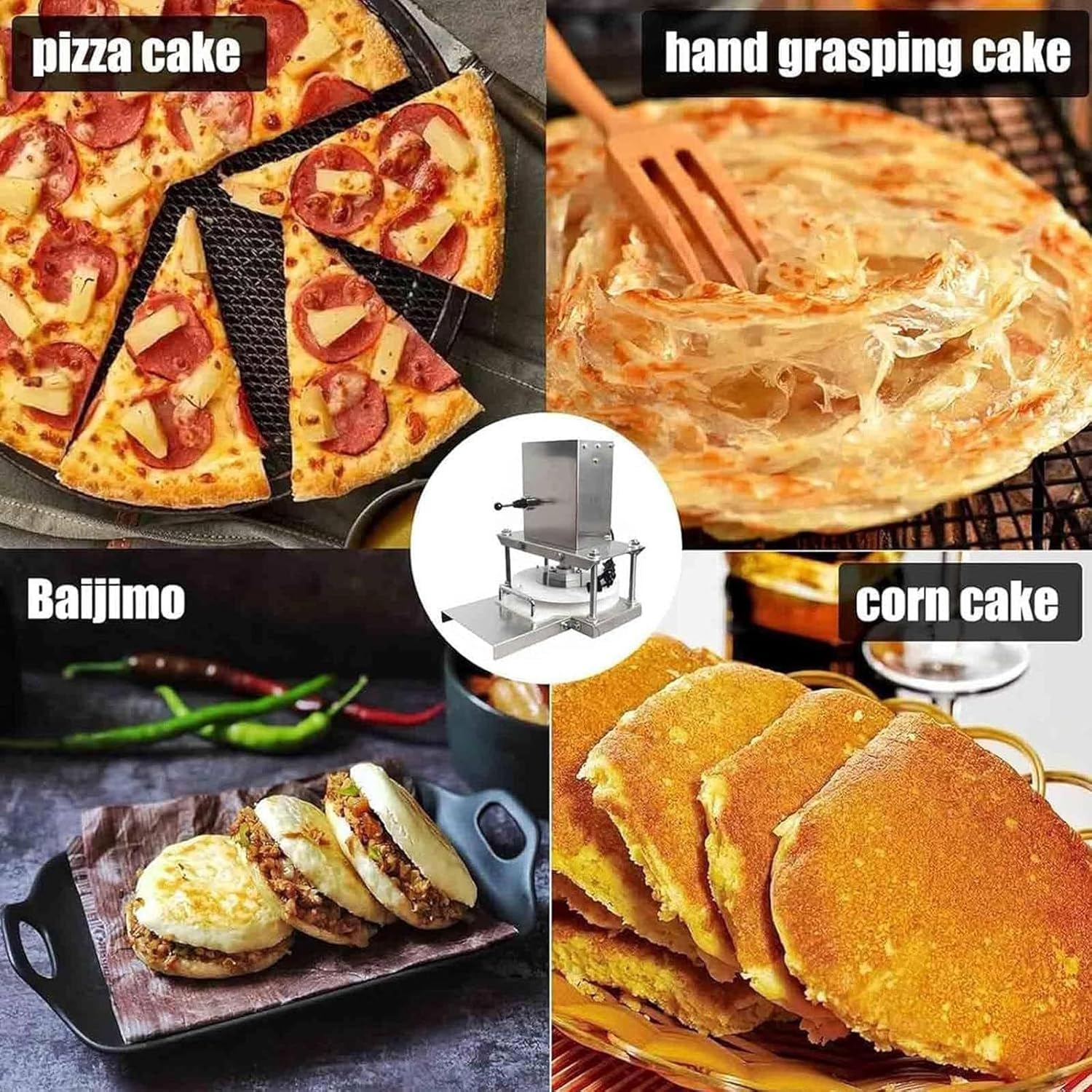 Pressa per Pasta Elettrica Professionale Regolazione Spessore,Facile da Pulire & Usare,Adatto per la preparazione di tortillas, pizzerie e panetterie
