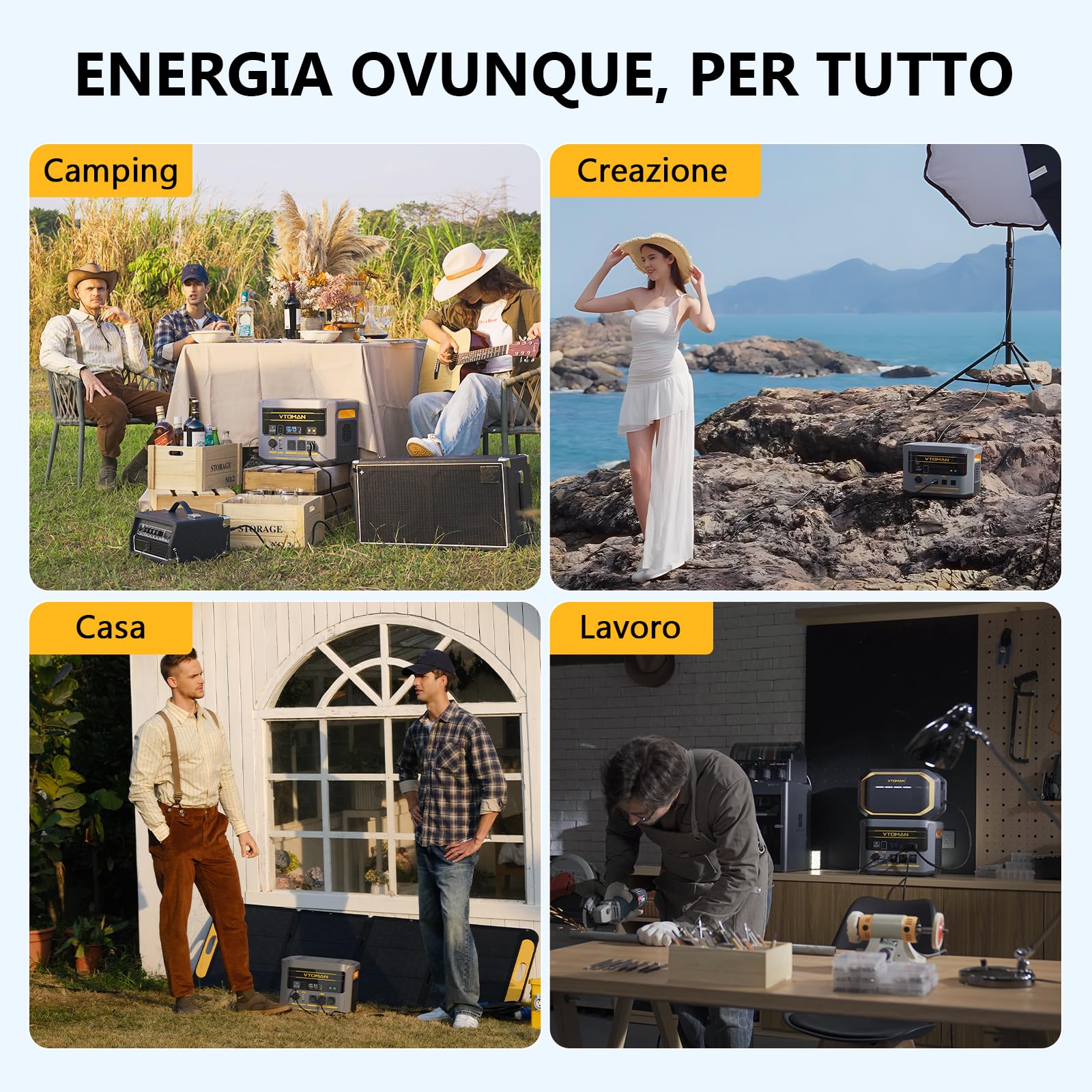 VTOMAN FlashSpeed 2400 - Stazione di alimentazione portatile con cavo di avviamento, 2400 W CA (picco di 3200 W), batteria LiFePO₄ da 1408 Wh, espandibile fino a 2688 Wh, ricarica rapida in 1 ora