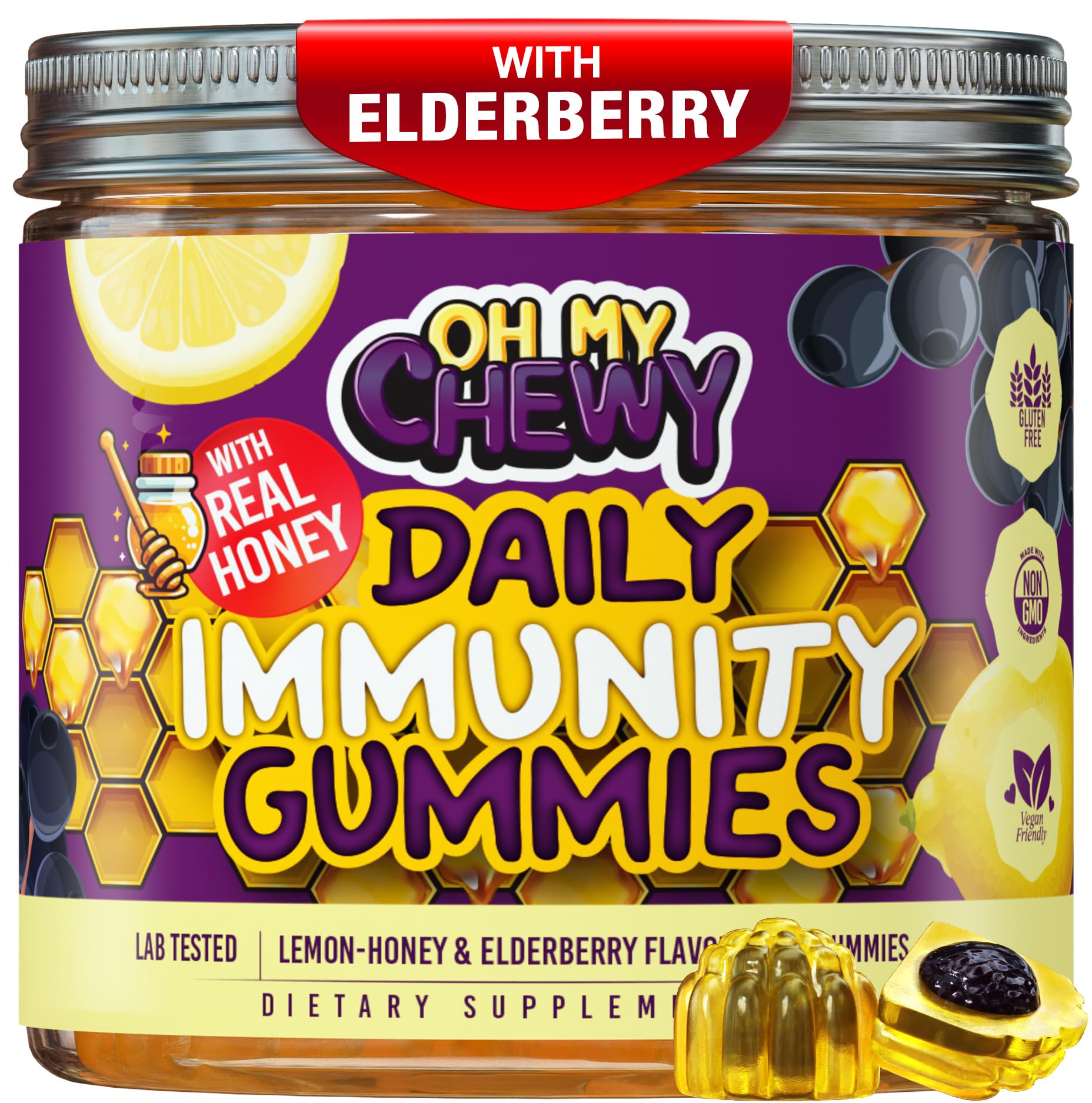OH MY CHEWY Elderberry Gummies Immunity Support for Kids & Teens