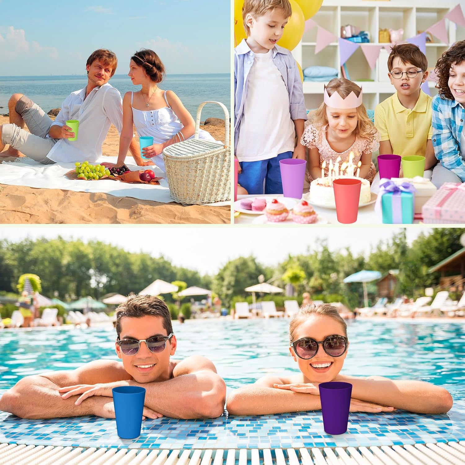 Patelai 100 Pcs usable Plastic Cups 8oz Drinking Cups Colorful Unbreakable Juice Tumblers Dishwasher Safe Stackable Kids Drinking Cups Tumblers 10 Assorted Colors for Party Picnic - Image 7