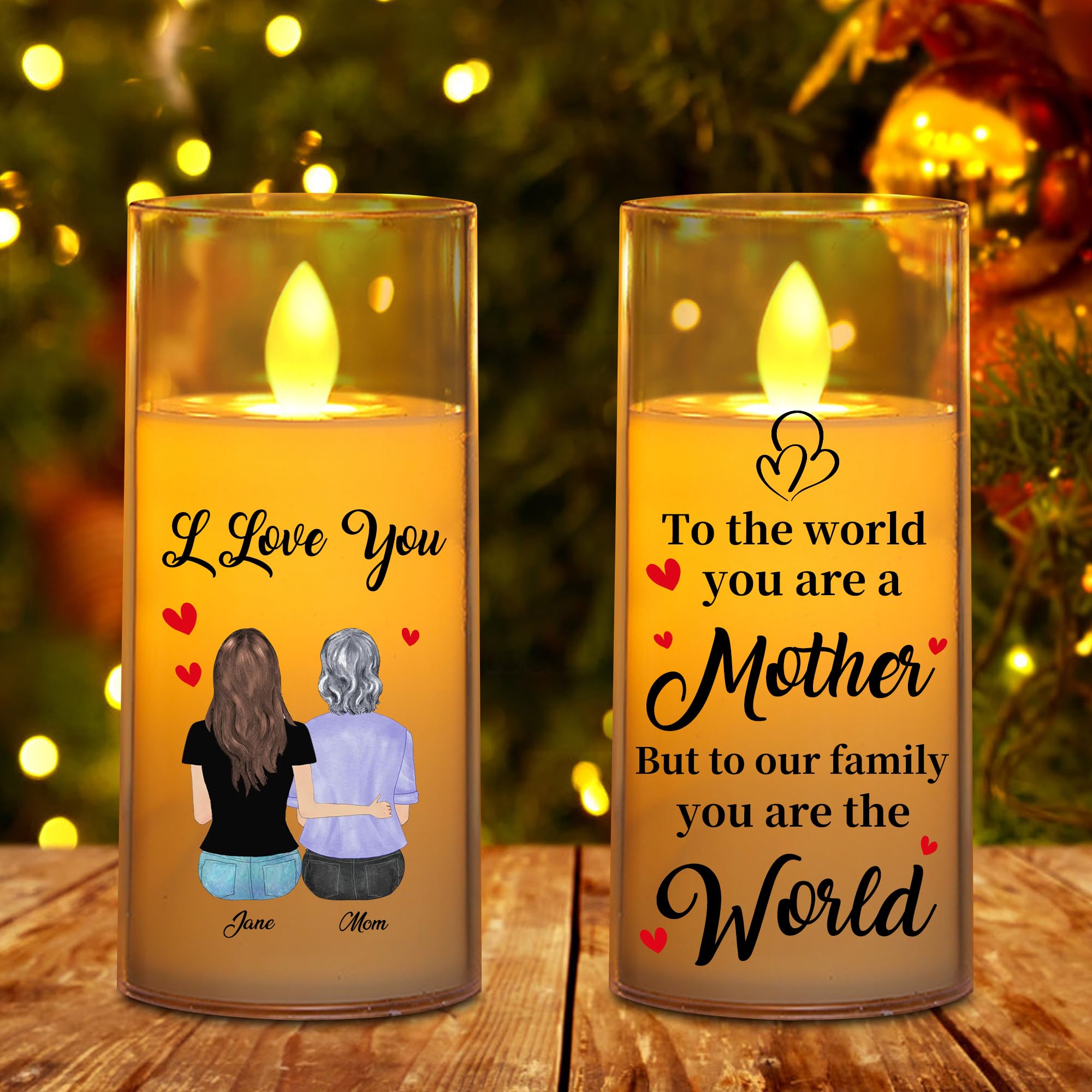 NOONATIVE I Love You Candle,Personalized Custom LED Flameless Candle with Name Portrait,Mother's Day Gift for Mom Grandma