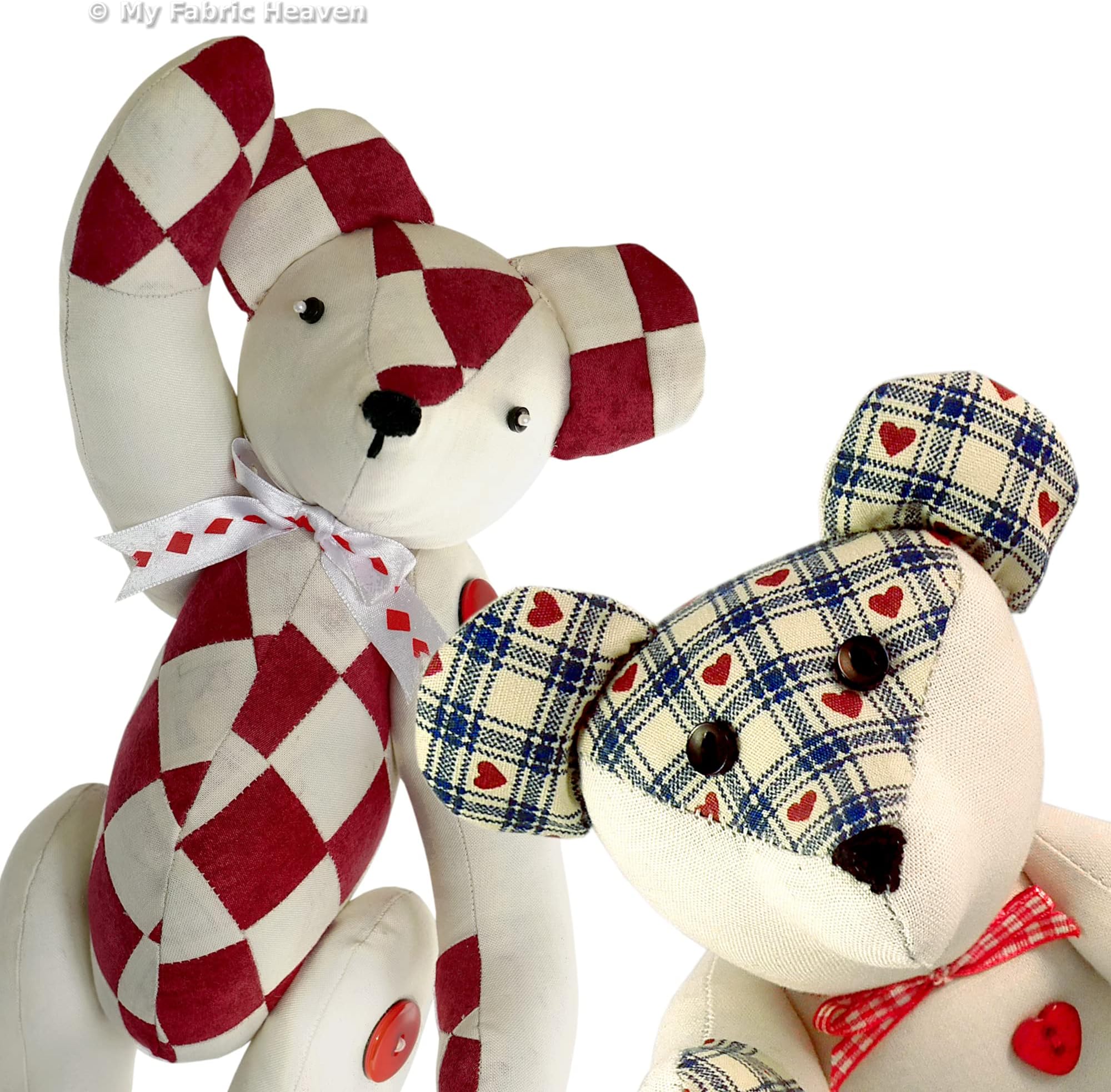 My Fabric Heaven Two Discounted Teddy Keepsake Bear Sewing Patterns. Patchwork Memory Bear & Little Bear Stuffed Soft Toys & Easy Photo-Tutorial Booklet. Free Post