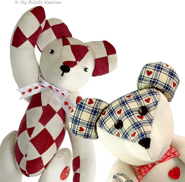 My Fabric Heaven Two Discounted Teddy Keepsake Bear Sewing Patterns. Patchwork Memory Bear & Little Bear Stuffed Soft Toys & Easy Photo-Tutorial Booklet. Free Post