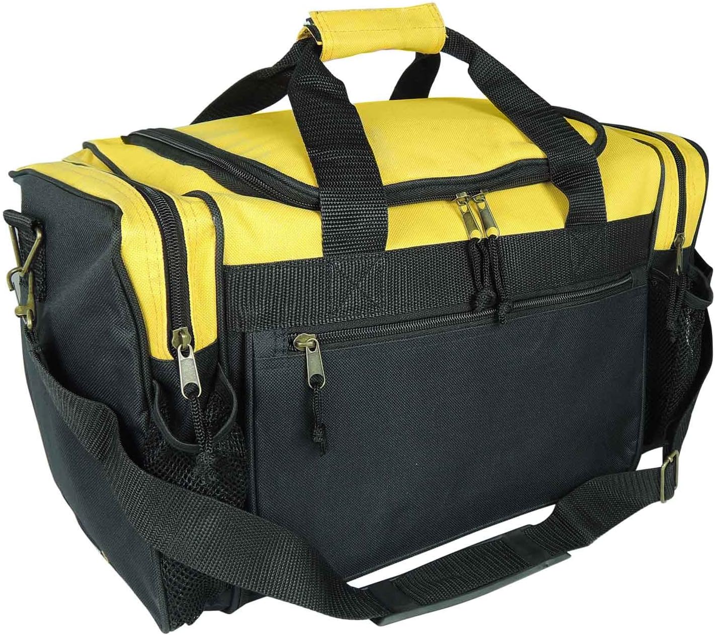 DALIX 17" Duffle Bag Dual Front Mesh Pockets (Black Gold Gray Dark Green Navy Blue Maroon Royal Blue Orange Pink Purple Red White