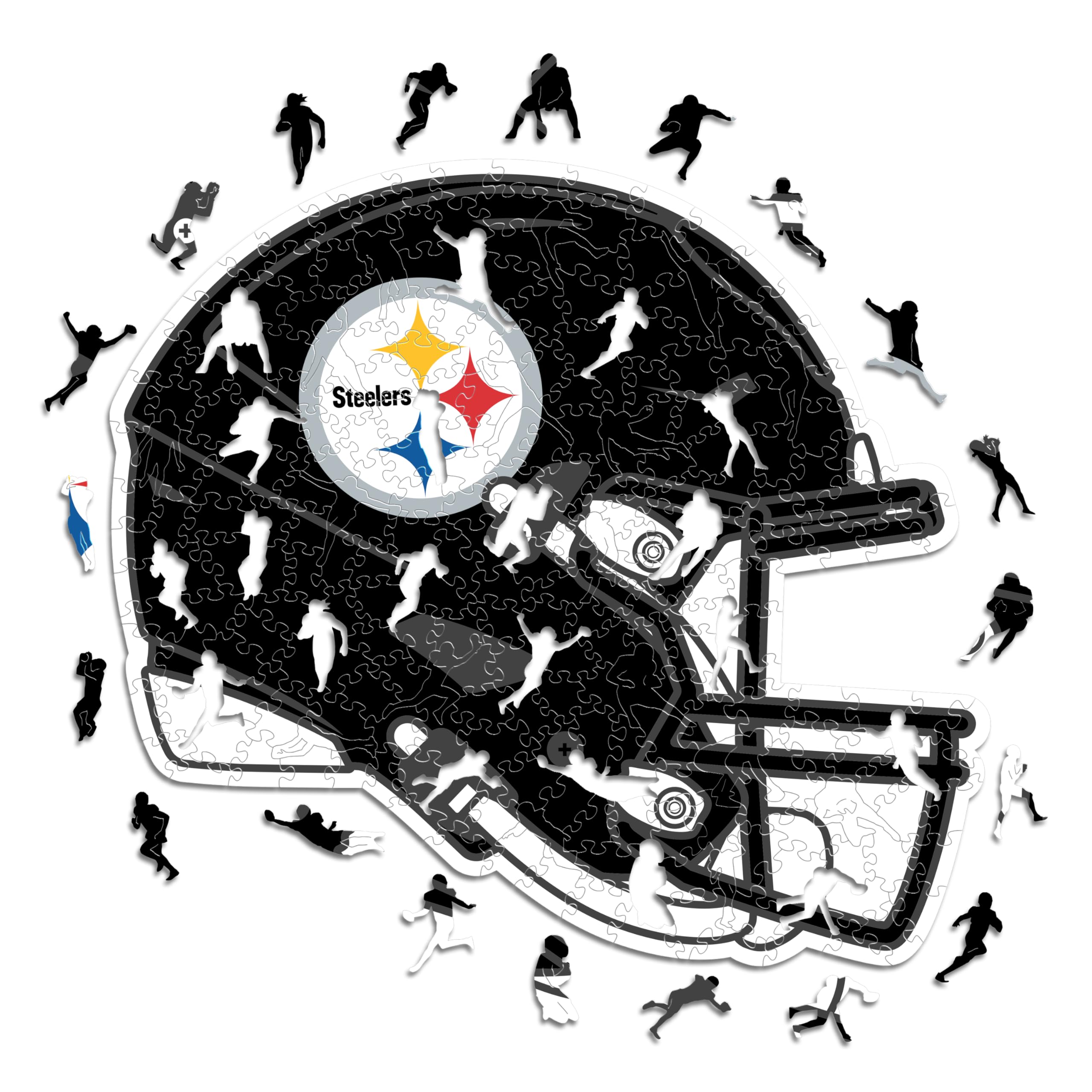 Iconic Puzzles - Pittsburgh Steelers Helmet, Wooden Puzzle officially licensed NFL, 100% sustainable, Gift for Adults and Children, size L, 500 Pcs โ image 1