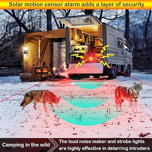 Miniatura 4 de Alarma solar con sensor de movimiento para exteriores - Ladridos de perros, disparos y sonidos de sirena para exteriores e interiores. Fabricante de