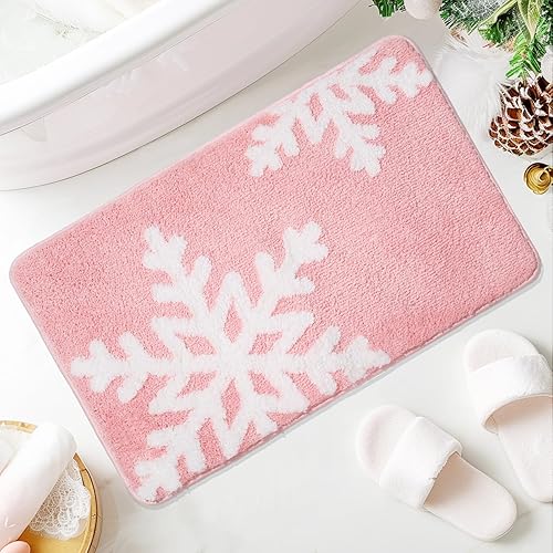 Miniatura 8 de Set de alfombras de baño de Navidad Softania – Alfombra de baño gris con copos de nieve, linda y absorbente alfombra de baño de Navidad, alfombra de