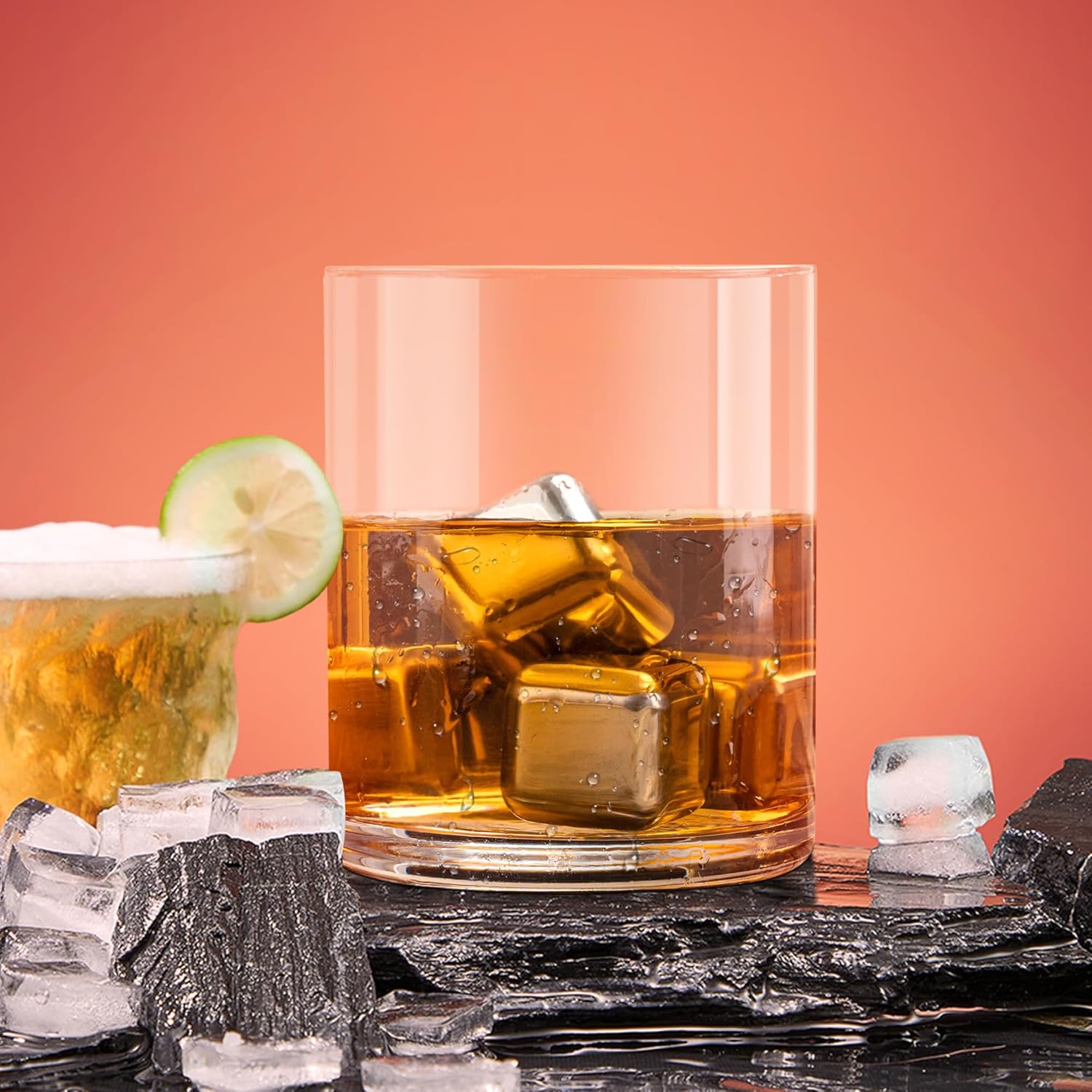 To My Dad - Personalized Whiskey Rocks Glass Father's Day Gift For Husband, Chrismas Birthday Gifts for Dad from Daughter Son, Unique Gifts Ideas for Men - Image 2