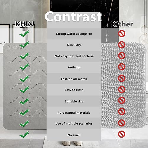Miniatura 5 de Tropeki Tapete de baño de piedra grande 23.6 x 15.7 pulgadas, antideslizante, súper absorbente, de secado rápido, fácil de enjuagar, ideal para