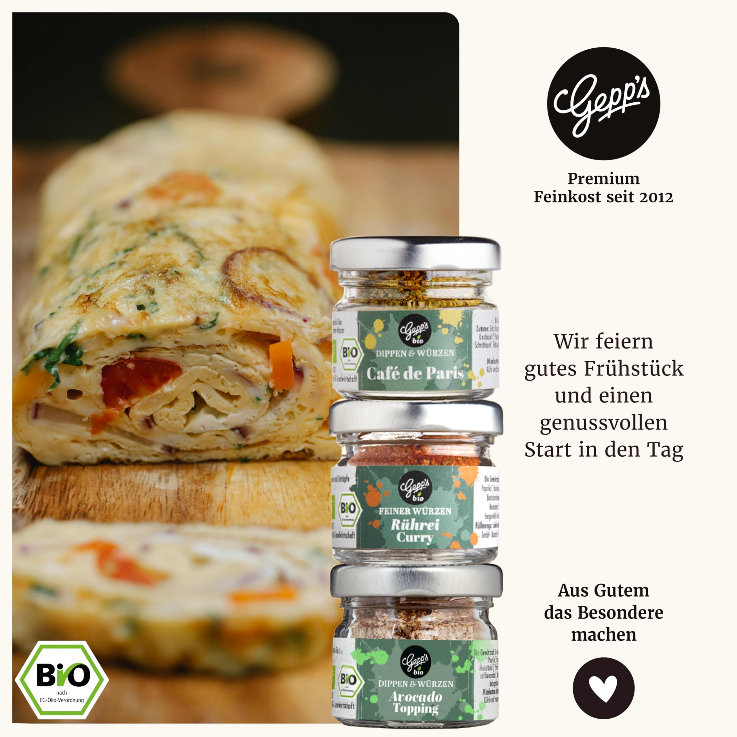 Gepp's Feinkost-Adventskalender "Frühstück" I Weihnachtskalender gefüllt mit 24 ausgewählten Lebensmitteln wie Tees, Honig & Konfitüre I Bio- Weihnachtskalender mit Delikatessen für Gourmets