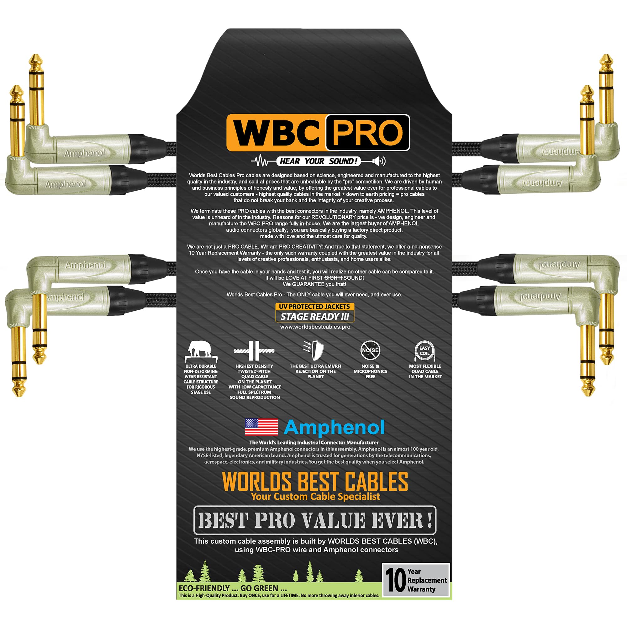 Amazon.com: WORLDS BEST CABLES: WBC-PRO-QUAD - Amphenol Gold