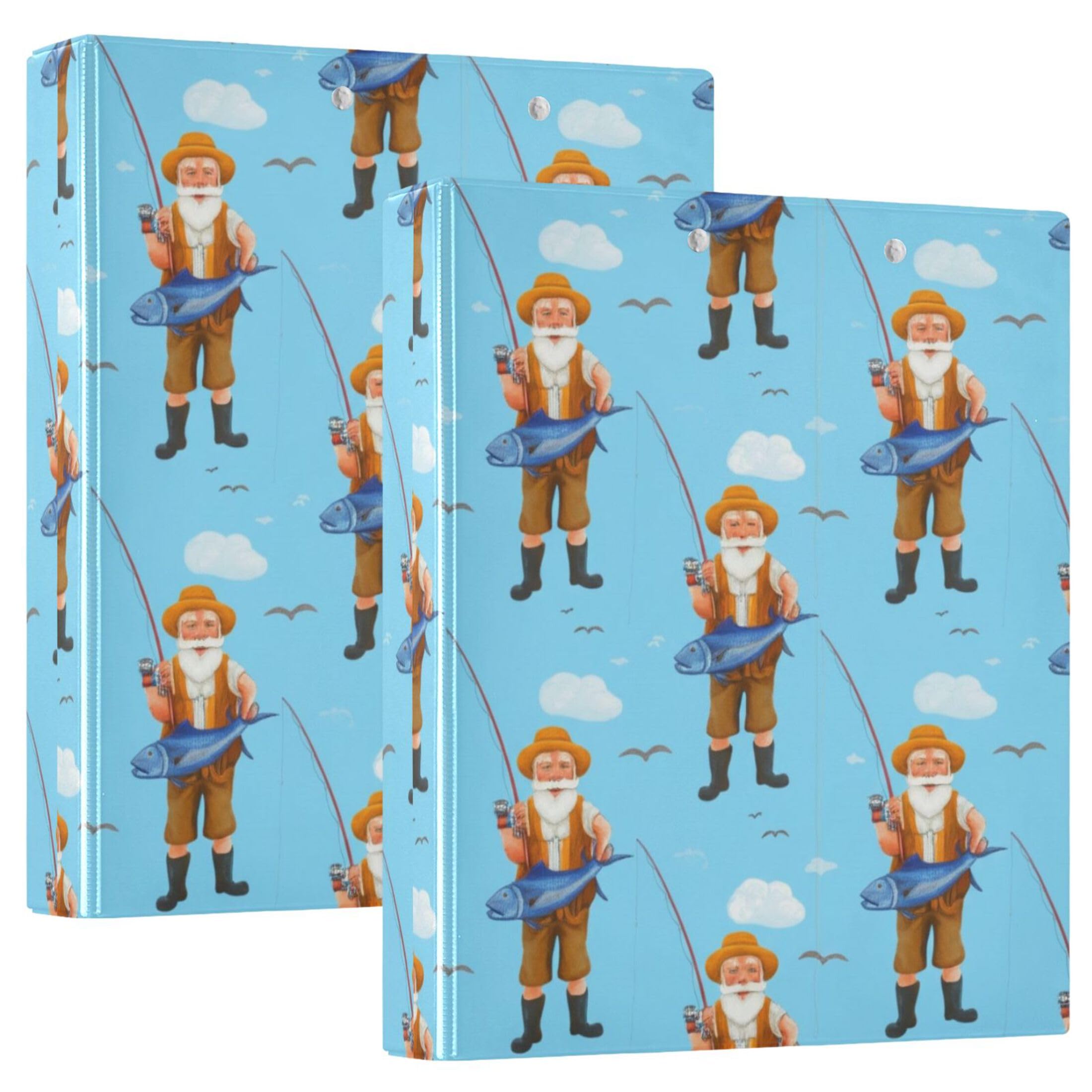 Lindo Fisherman 3 Ring Binder 1.5" Holds 200 Sheets, Cute Clipboard Binder, Round Rings, 12.4 x 10.6 x 2.3 Inches, 1 Pack