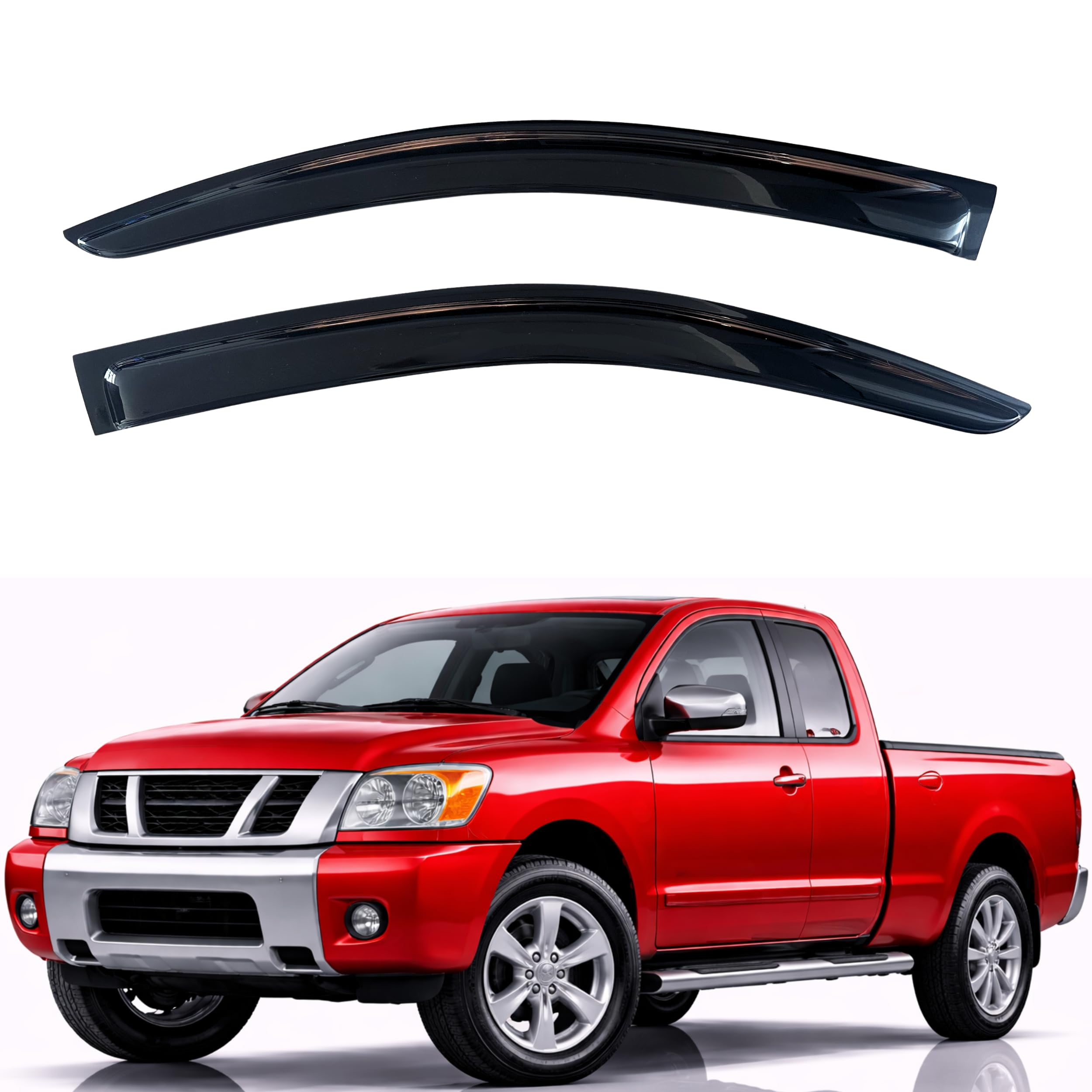 KPY Rain Guards Fit for 2004-2015 Nissan Titan King Cab, Out-Channel Window Visors Vent Wind Deflectors 2PC, Truck Accessories for 04-15 Titan (Extended Cab Only)