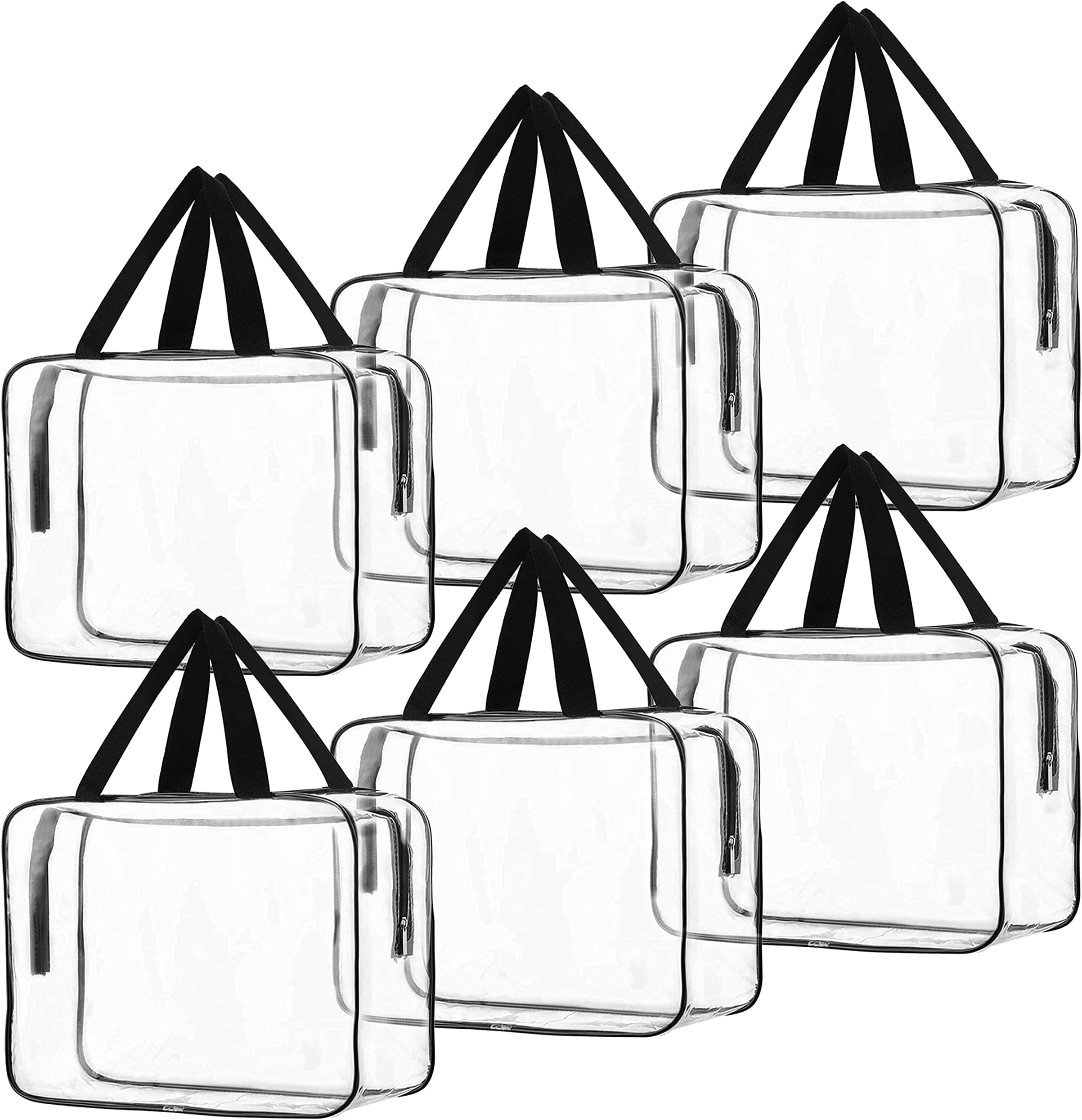 TULMAN 6 Pack Small Transparent Cosmetic Bag – PVC Travel Toiletry & Makeup Organizer, Handbag & Kids Toy Storage, Multipurpose Storage for Cosmetics, Toiletries & Toys – 30x22x8 CM