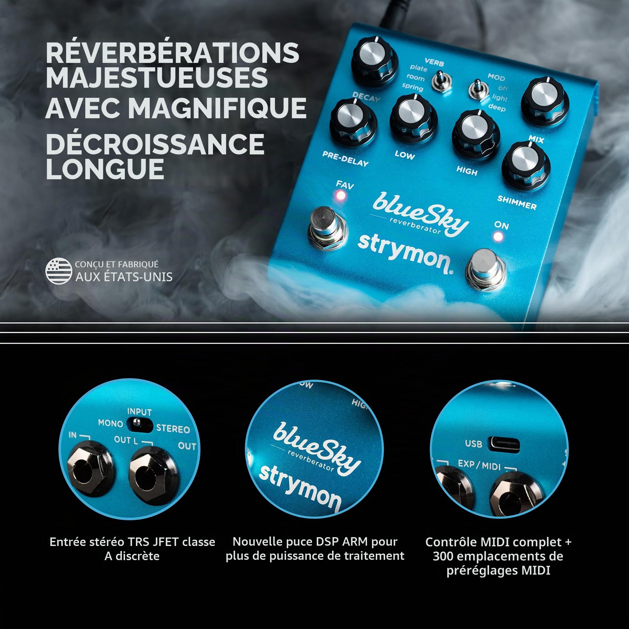 Strymon Blue Sky V2 Reverberator Reverberator Pédale d'effet pour guitare