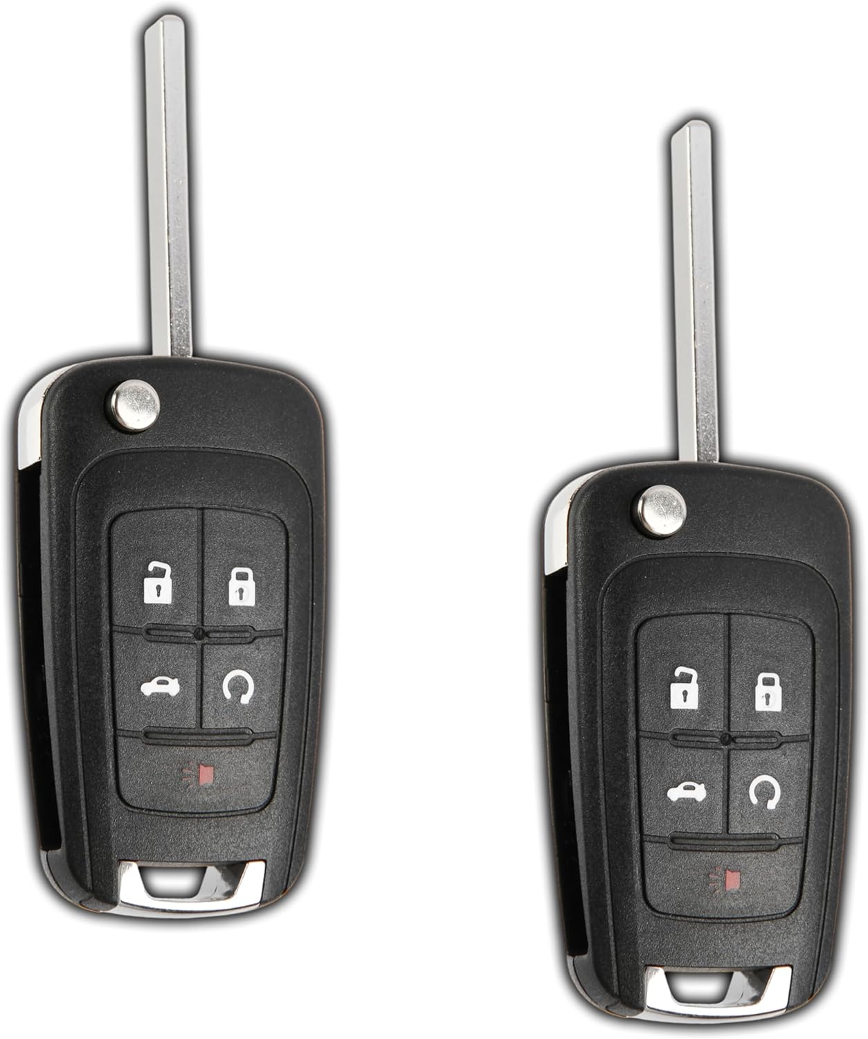 KeylessOption Key Fob Replacement for 2010-2019 Buick Encore Chevrolet Chevy Camaro Equinox Impala Malibu GMC Terrain Remote Control, 5-Button OHT01060512 – 2 Pack