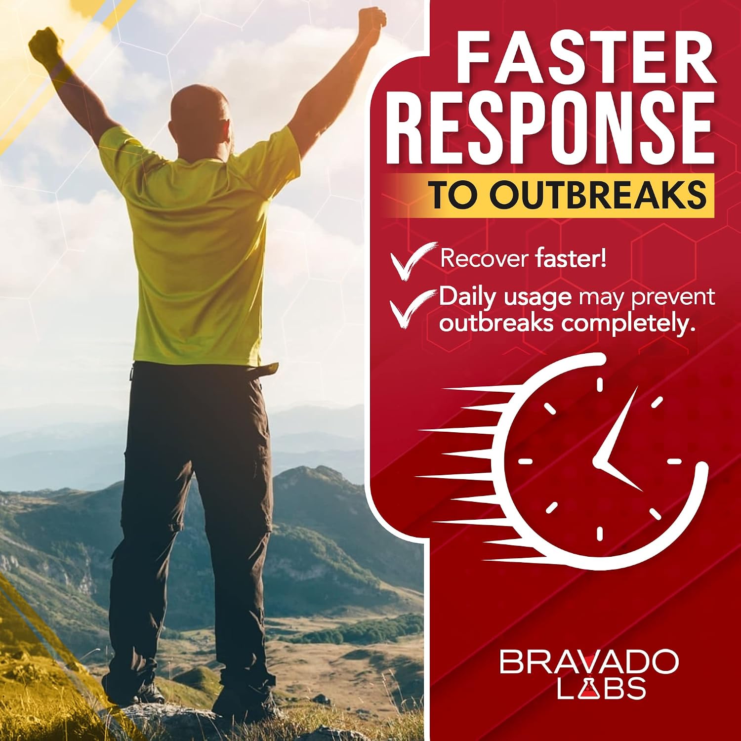 Bravado Labs Premium HRP Supplement - Outbreak Support with Super Lysine - Immune Support Supplement for Adults (120 Capsules)