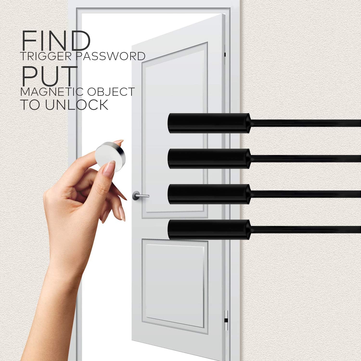 Escape Room Props Magnetic Props Put Magnet Sensor in Right Order to Release Lock Control 12 EM Lock for Player Exit Room Game (8 Sensor, with Audio)