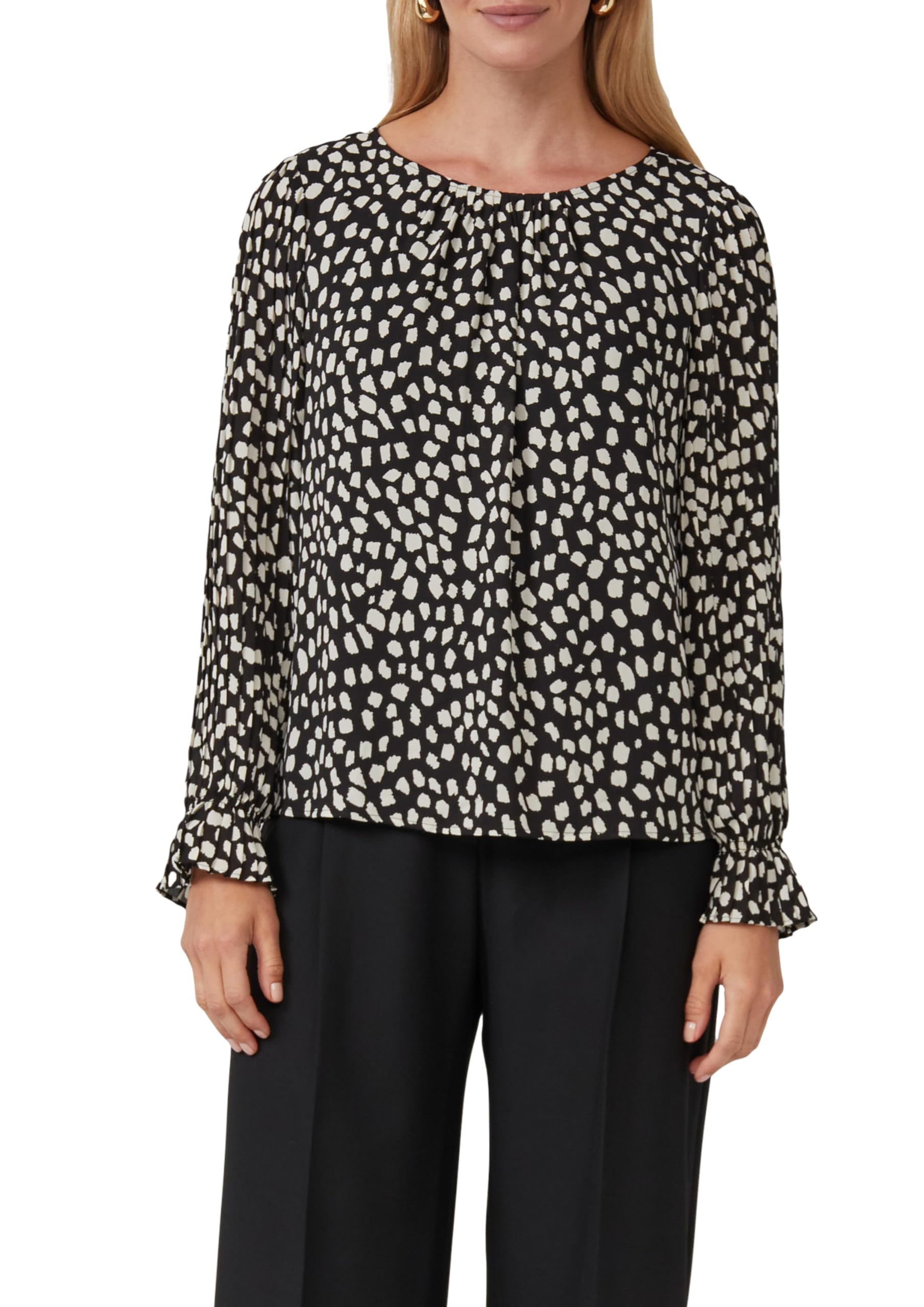 s.Oliver Damen Festliche Bluse mit Plissee-ärmeln Bluse Langarm