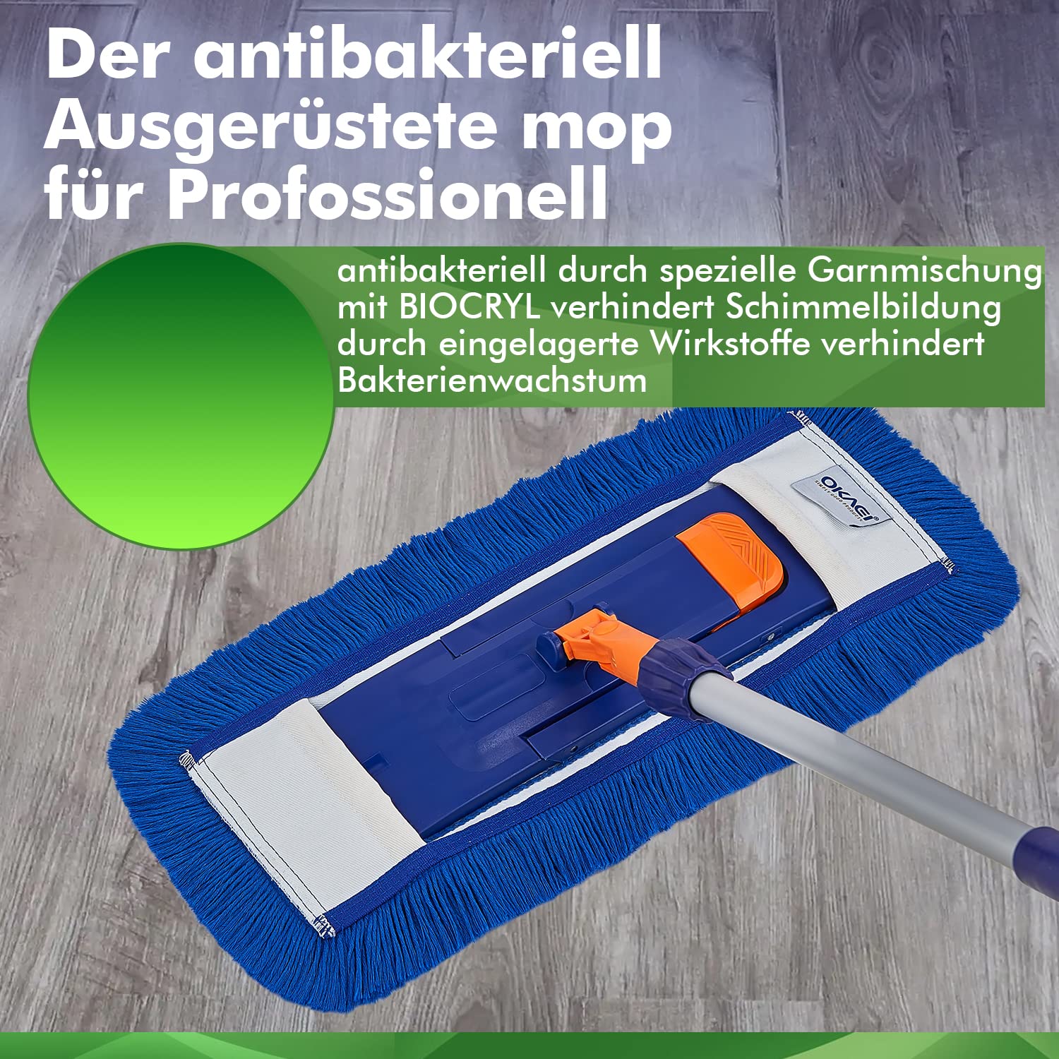 Okaei 10 Stück Wischmopp Bezug (40 cm) - Bodenwischer-Wischbezug zur Trocken- & Nassreinigung - Bodenwischer-Bezug für alle Gängigen Wischmopp-Halter und Pressen - Hochwertiger Wischer-Bezug Blau