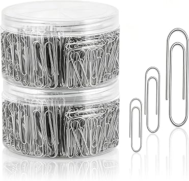 1500Pcs Paper Clips Assorted Sizes Silver Paper Clips for Office Supplies, Small Medium Large Paper Clip50mm, 33mm, 28mm