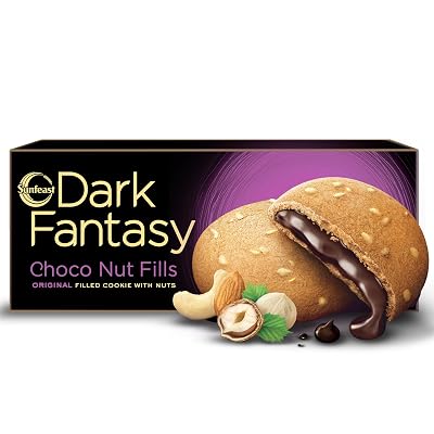 Sunfeast Dark Fantasy Choco Nut Fills, 69g | Original Filled Cookies with Nuts