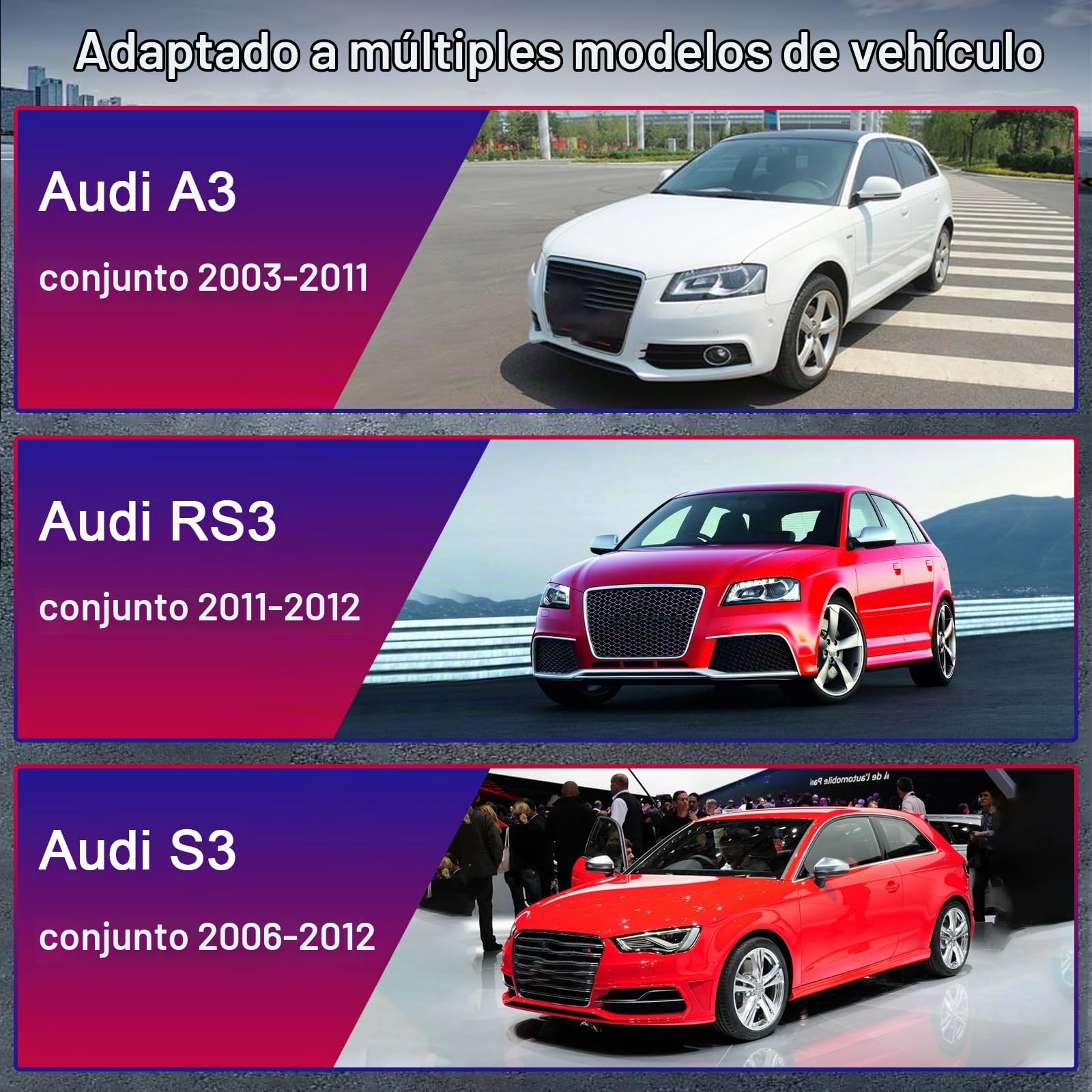 Radio de Coche para Audi A3 2003-2012, S3 2006-2012, RS3 2011-2012 Compatible con Carplay Android Auto, Pantalla táctil de 7 Pulgadas con Radio Bluetooth/FM/Am/USB/DPS/RDS-Energía Alta